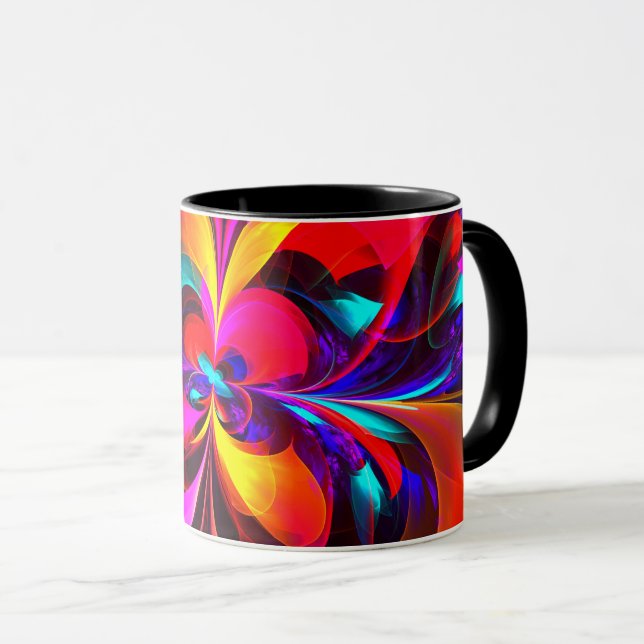 Modern Floral Abstract Art Red Blue Pattern #07 Mug (Front Right)
