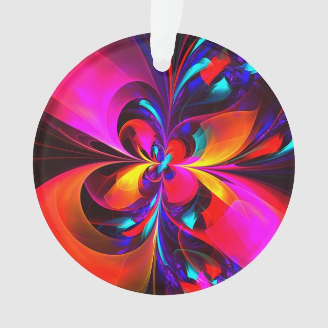 Modern Floral Abstract Art Red Blue Pattern #07 Ornament (Front)