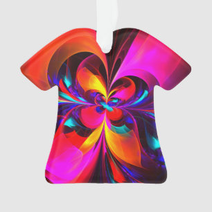 Modern Floral Abstract Art Red Blue Pattern #07 Ornament