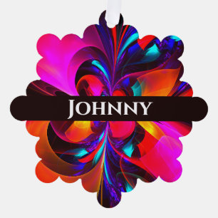 Modern Floral Abstract Art Red Blue Pattern #07 Ornament Card