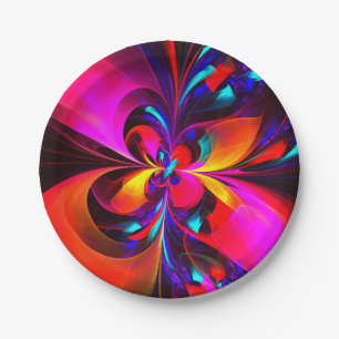 Modern Floral Abstract Art Red Blue Pattern #07 Paper Plate