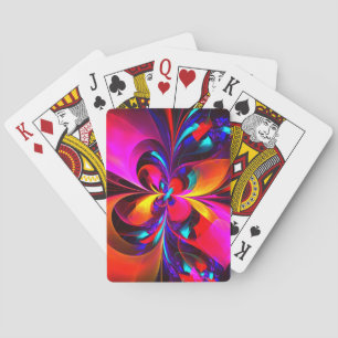 Modern Floral Abstract Art Red Blue Pattern #07 Playing Cards