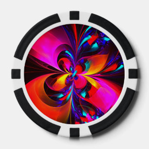 Modern Floral Abstract Art Red Blue Pattern #07 Poker Chips