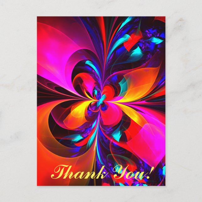 Modern Floral Abstract Art Red Blue Pattern #07 Postcard (Front)