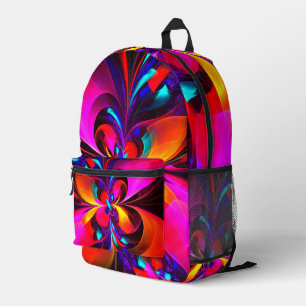 Modern Floral Abstract Art Red Blue Pattern #07 Printed Backpack