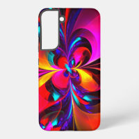 Modern Floral Abstract Art Red Blue Pattern #07
