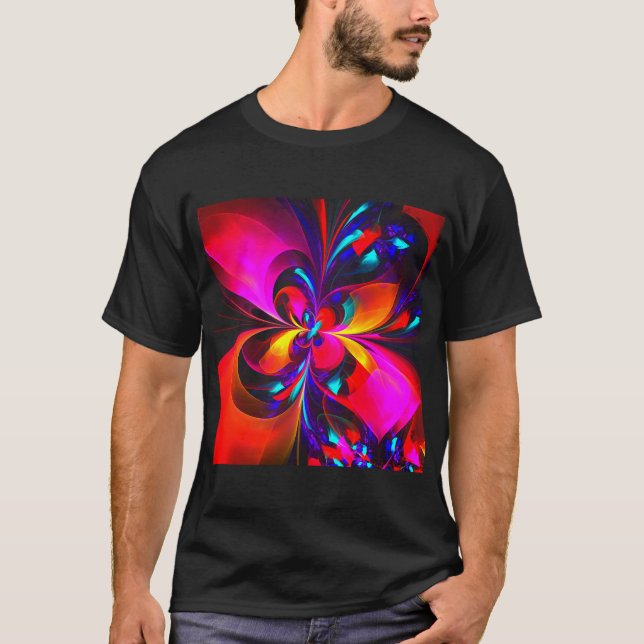 Modern Floral Abstract Art Red Blue Pattern #07 T-Shirt (Front)