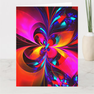 Modern Floral Abstract Art Red Blue Pattern #07 Thank You Card