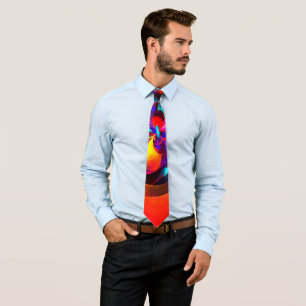 Modern Floral Abstract Art Red Blue Pattern #07 Tie