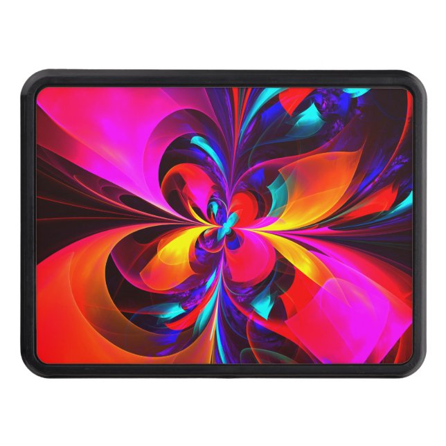 Modern Floral Abstract Art Red Blue Pattern #07 Trailer Hitch Cover (Front)