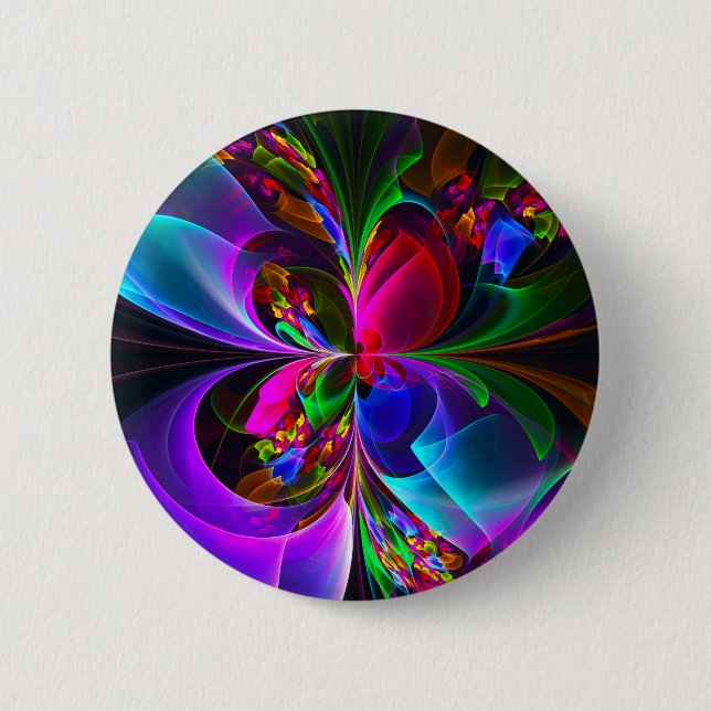 Modern Floral Abstract Art Red Blue Pattern #12 2 Inch Round Button (Front)
