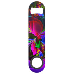Modern Floral Abstract Art Red Blue Pattern #12 Bar Key