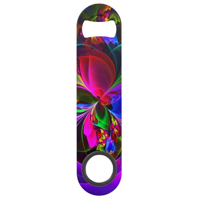 Modern Floral Abstract Art Red Blue Pattern #12 Bar Key (Front)