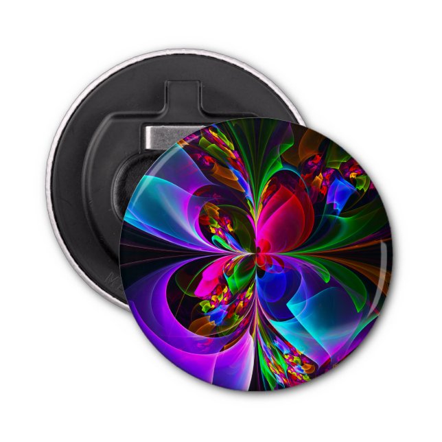 Modern Floral Abstract Art Red Blue Pattern #12 Bottle Opener (Front)