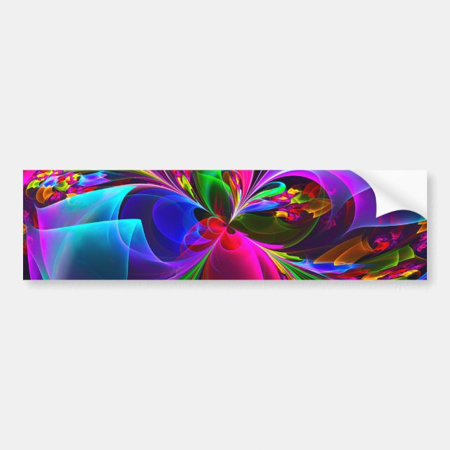 Modern Floral Abstract Art Red Blue Pattern #12 Bumper Sticker (Front)