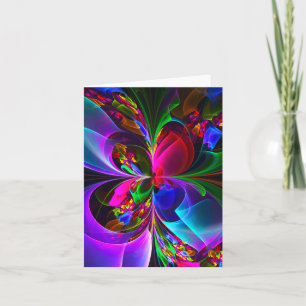 Modern Floral Abstract Art Red Blue Pattern #12 Card