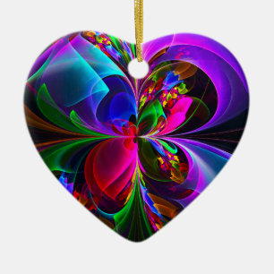 Modern Floral Abstract Art Red Blue Pattern #12 Ceramic Ornament