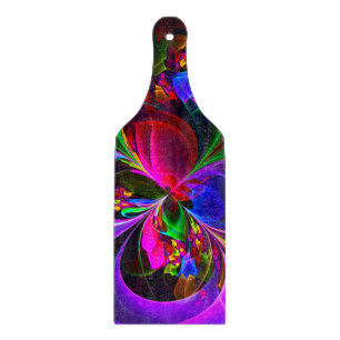 Modern Floral Abstract Art Red Blue Pattern #12 Cutting Board