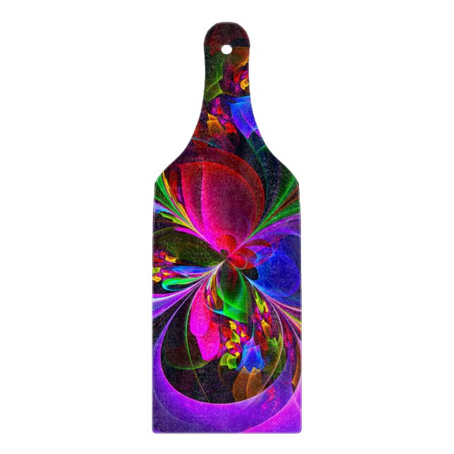 Modern Floral Abstract Art Red Blue Pattern #12 Cutting Board (Front)