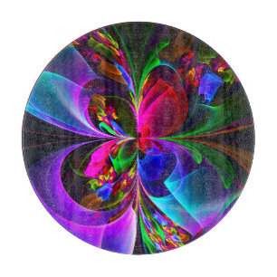 Modern Floral Abstract Art Red Blue Pattern #12 Cutting Board