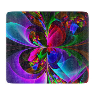 Modern Floral Abstract Art Red Blue Pattern #12 Cutting Board