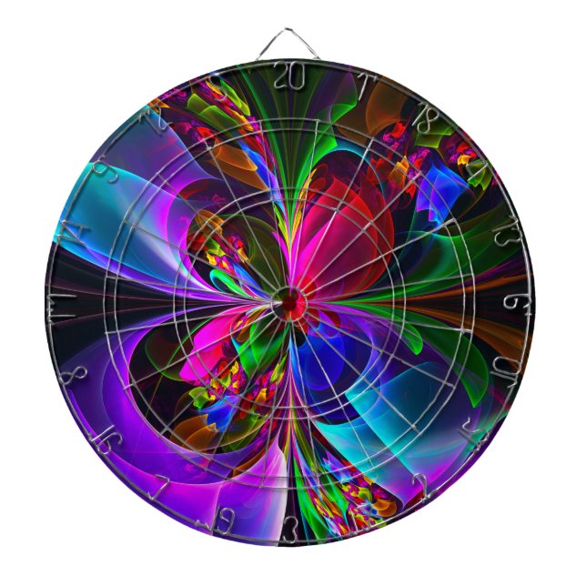 Modern Floral Abstract Art Red Blue Pattern #12 Dartboard (Front)