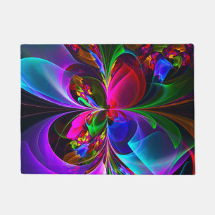 Modern Floral Abstract Art Red Blue Pattern #12 Doormat