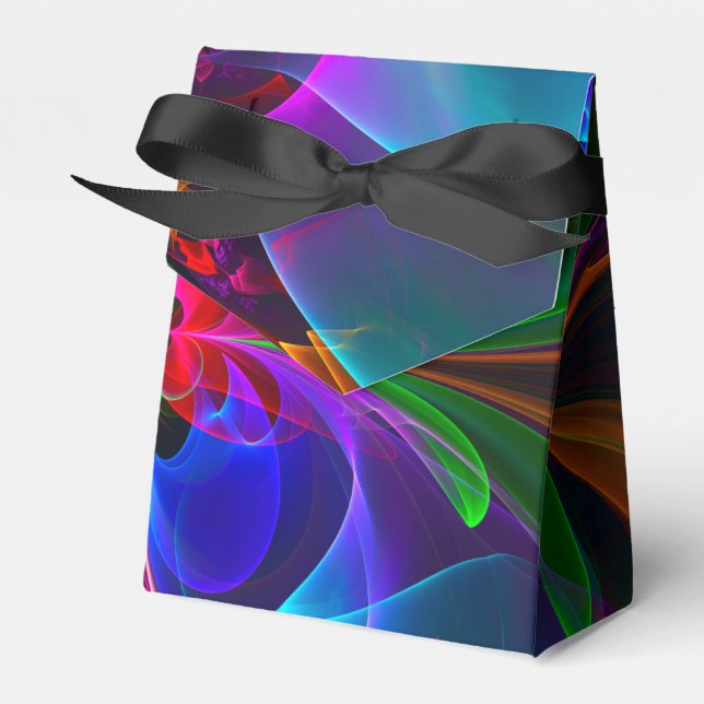 Modern Floral Abstract Art Red Blue Pattern #12 Favor Box (Front Side)