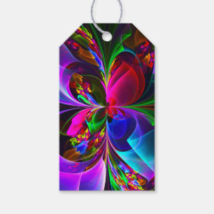 Modern Floral Abstract Art Red Blue Pattern #12 Gift Tags