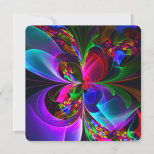 Modern Floral Abstract Art Red Blue Pattern #12 Invitation