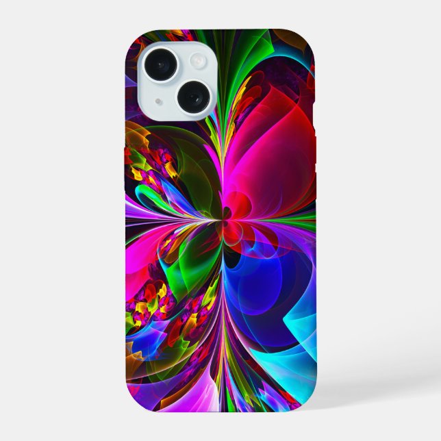 Modern Floral Abstract Art Red Blue Pattern #12 iPhone 15 Case (Back)