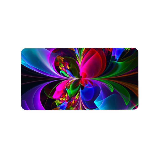 Modern Floral Abstract Art Red Blue Pattern #12 Label (Front)