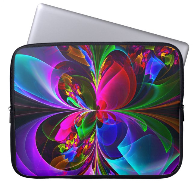 Modern Floral Abstract Art Red Blue Pattern #12 Laptop Sleeve (Front)