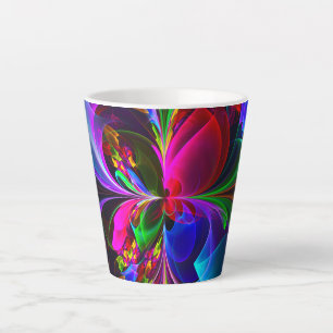 Modern Floral Abstract Art Red Blue Pattern #12 Latte Mug