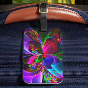 Modern Floral Abstract Art Red Blue Pattern #12 Luggage Tag