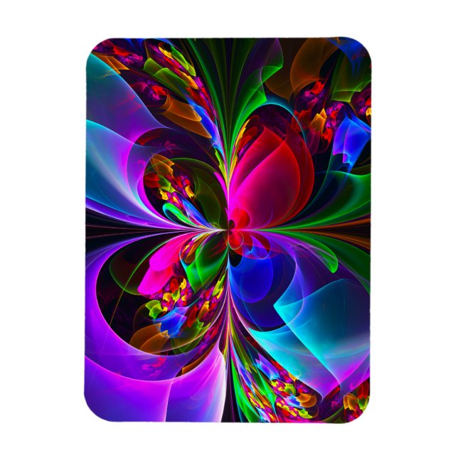 Modern Floral Abstract Art Red Blue Pattern #12 Magnet (Vertical)
