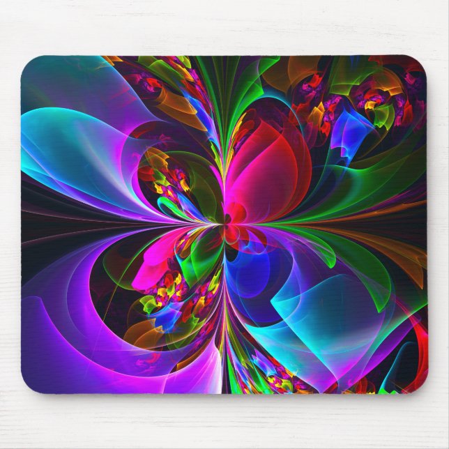 Modern Floral Abstract Art Red Blue Pattern #12 Mouse Pad (Front)