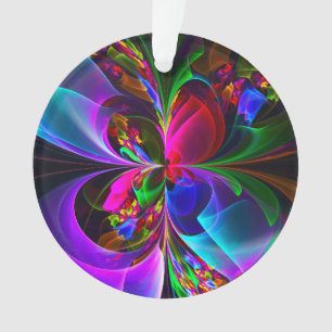 Modern Floral Abstract Art Red Blue Pattern #12 Ornament