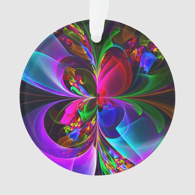 Modern Floral Abstract Art Red Blue Pattern #12 Ornament (Front)