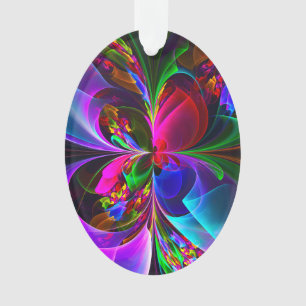 Modern Floral Abstract Art Red Blue Pattern #12 Ornament