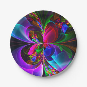 Modern Floral Abstract Art Red Blue Pattern #12 Paper Plate