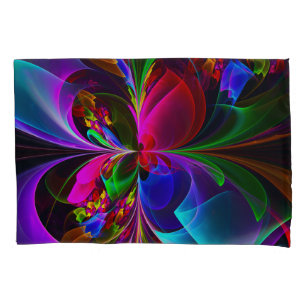 Modern Floral Abstract Art Red Blue Pattern #12 Pillowcase