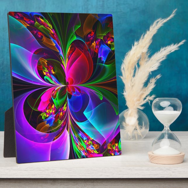 Modern Floral Abstract Art Red Blue Pattern #12 Plaque (Side)