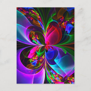Modern Floral Abstract Art Red Blue Pattern #12 Postcard