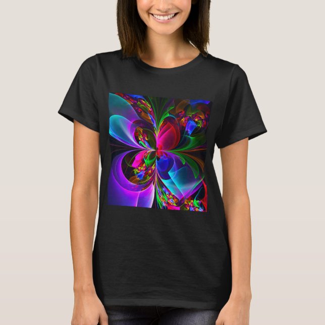 Modern Floral Abstract Art Red Blue Pattern #12 T-Shirt (Front)