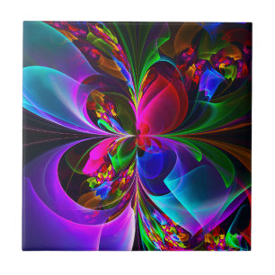 Modern Floral Abstract Art Red Blue Pattern #12 Tile