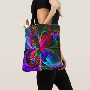 Modern Floral Abstract Art Red Blue Pattern #12 Tote Bag
