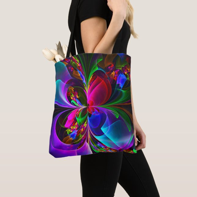 Modern Floral Abstract Art Red Blue Pattern #12 Tote Bag (Close Up)