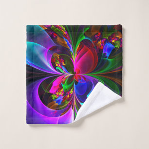 Modern Floral Abstract Art Red Blue Pattern #12 Wash Cloth