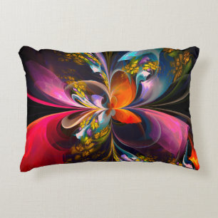 Modern Floral Abstract Art Red Blue Pattern #13 Accent Pillow